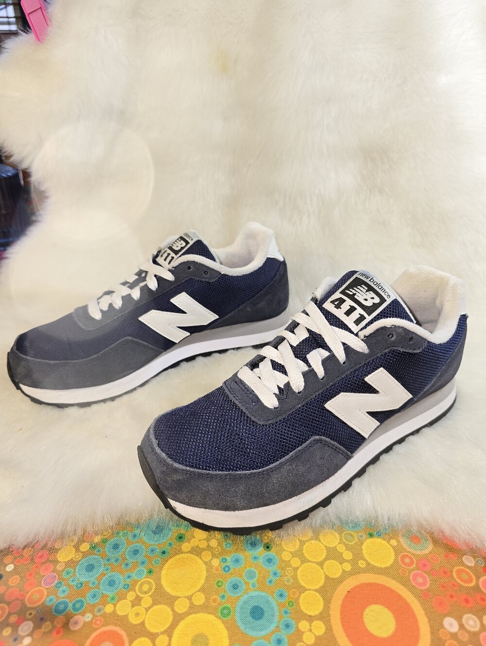 New Balance 411 Women's Navy & Gray & White Classic Walking Shoes - Picture 2 of 11